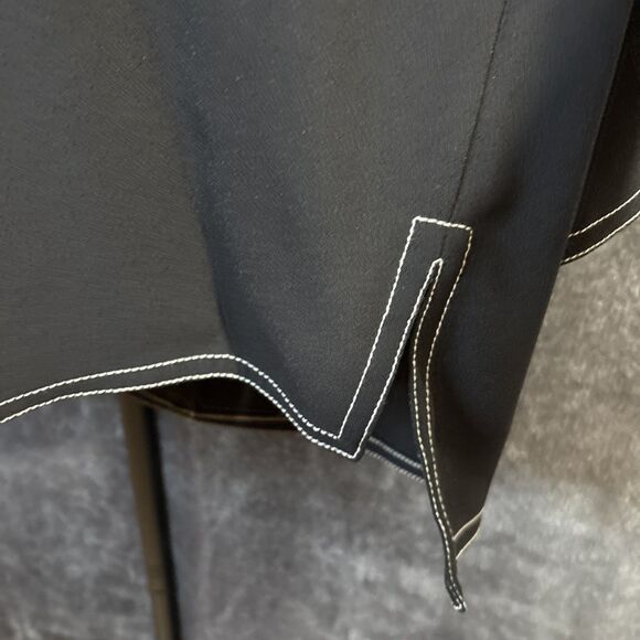 NWT ZARA Women 3/4 Sleeve High-Low Contrast Stitch Button Blouse SZ XXS Black - Picture 9 of 12